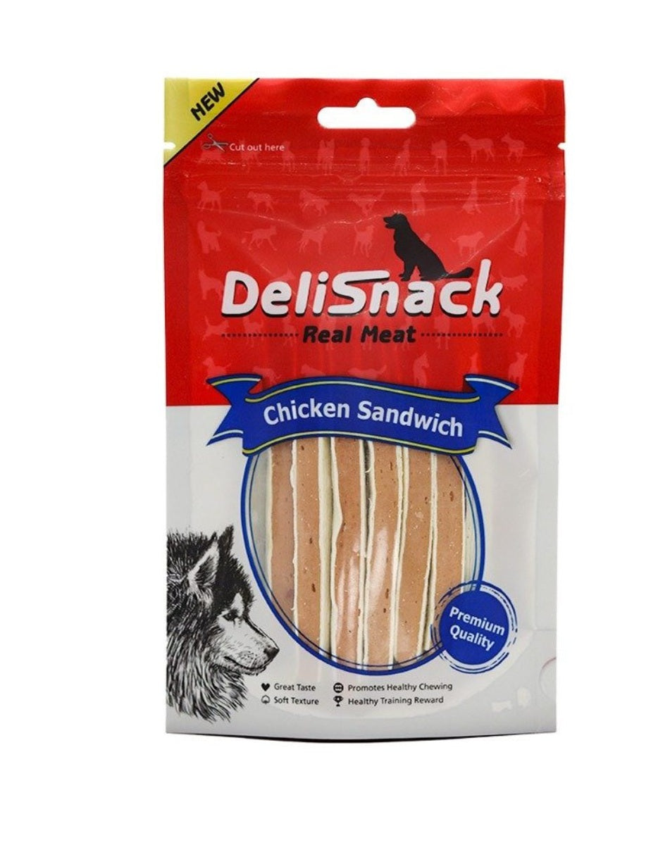 דליסנק חטיף לכלב סנדוויץ עוף 80 גרם