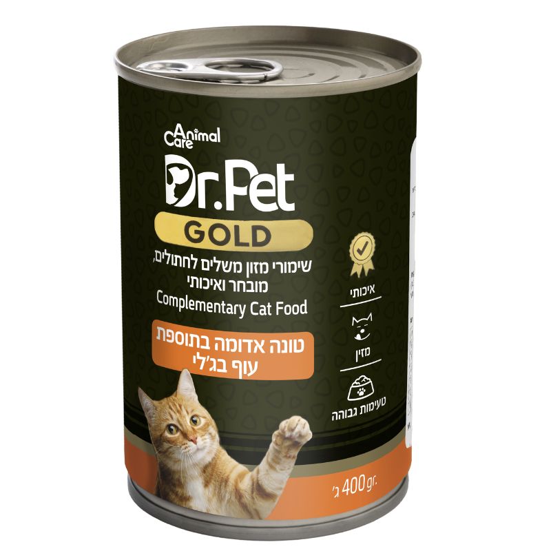שימורי דר פט חתול טונה ועוף בג'לי 400 גרם
