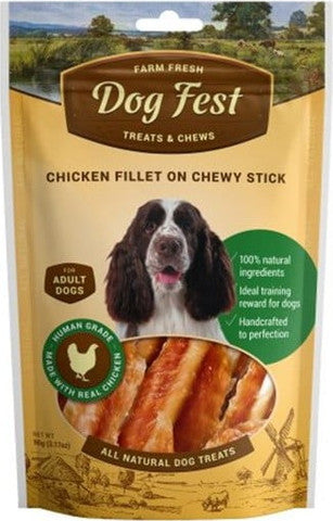 Dog fest חטיף פילה עוף על מקל לעיסה 90 גרם