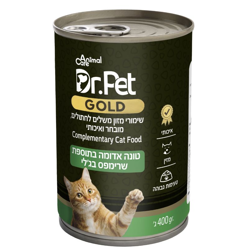 שימורי דר פט חתול טונה ושרימפס בג'לי 400 גרם